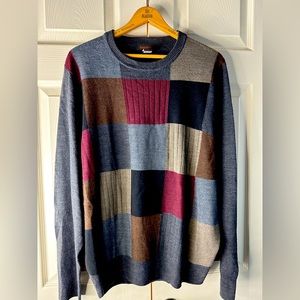 Mens Dockers Gray and Color Block Long Sleeve Pullover Sweater Size L
